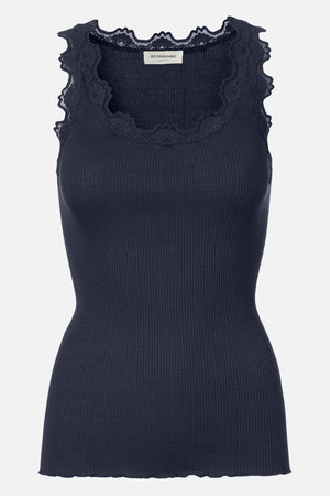ロサムンド/ROSEMUNDEのレース付き タンクトップ シルクコットン(110100/110101)