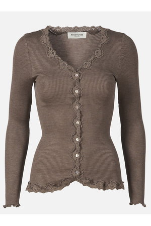 ロサムンド/ROSEMUNDEのレース付き カーディガン シルクコットン(110100/110104)