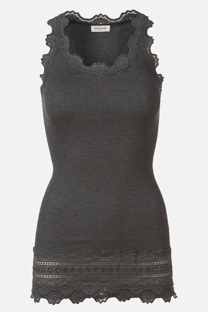 ロサムンド/ROSEMUNDEのレース付き タンクトップ（裾レース） シルクコットン(110100/110101)