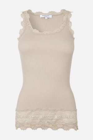 ロサムンド/ROSEMUNDEのレース付き タンクトップ（裾レース） シルクコットン(110100/110101)