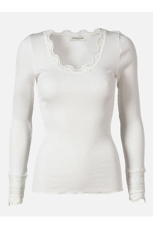 ロサムンド/ROSEMUNDEのレース付き プルオーバー（袖口レース） シルクコットン(110100/110103)