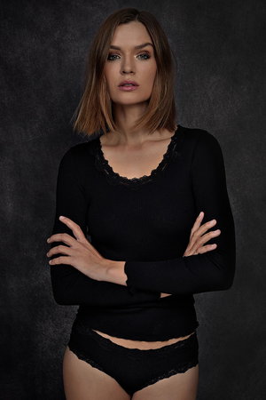 ロサムンド/ROSEMUNDEのレース付き プルオーバー シルクコットン(110100/110103)