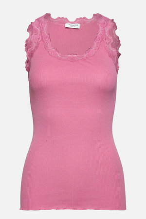 レース付きタンクトップ　シルクコットン