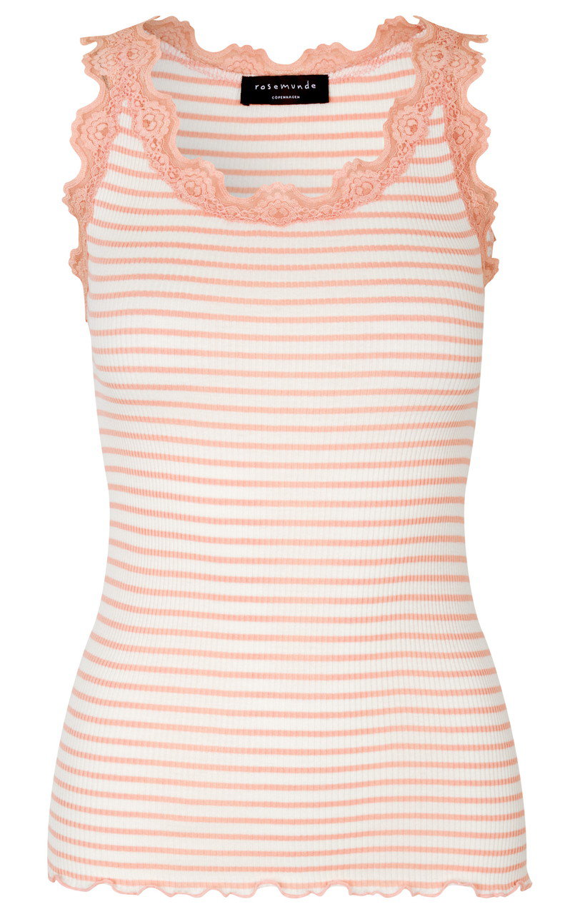 ROSEMUNDE レース付きタンクトップ シルクコットン (アイボリー×ピーチーローズ, M) ロサムンド ELLE SHOP ROSEMUNDE レース付きタンクトップ シルクコットン (アイボリー×ピーチーローズ, M) ロサムンド ELLE SHOP