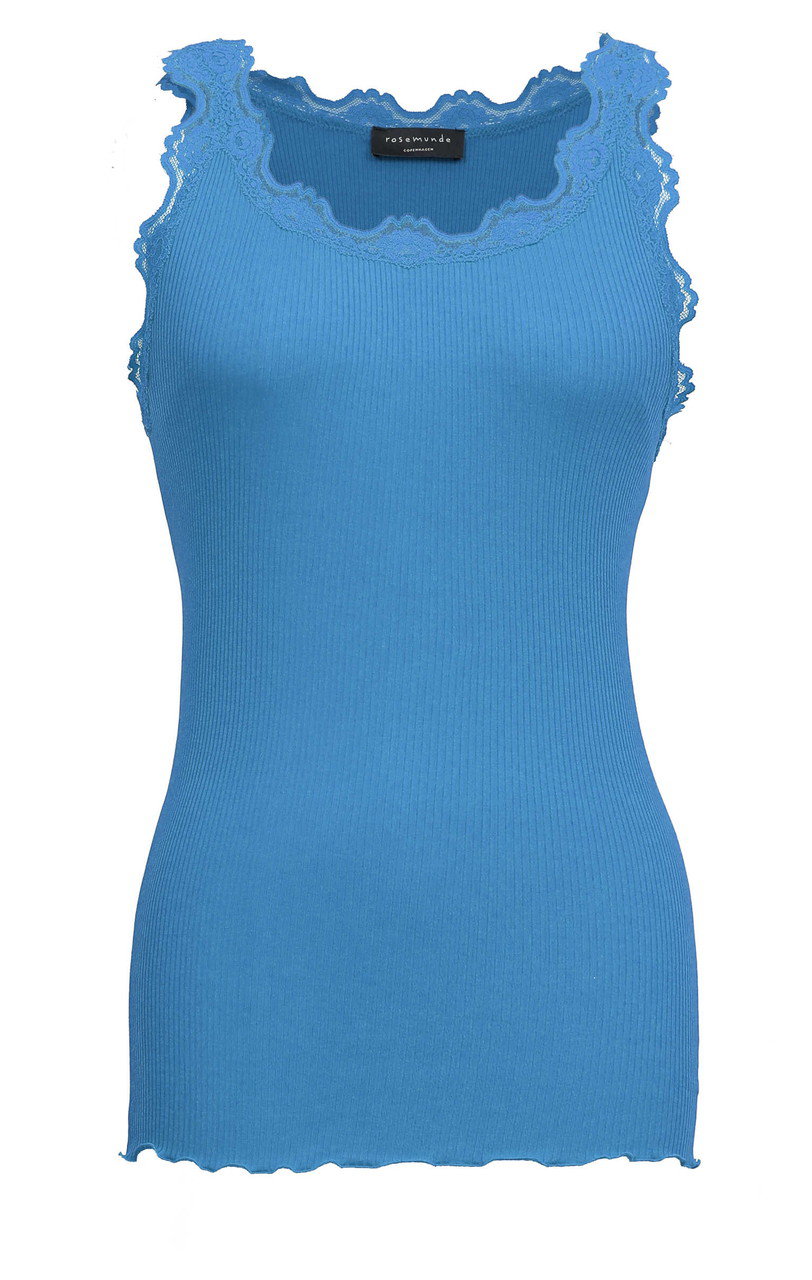 ROSEMUNDE レース付きタンクトップ シルクコットン (マリブブルー, M) ロサムンド ELLE SHOP ROSEMUNDE レース付きタンクトップ シルクコットン (マリブブルー, M) ロサムンド ELLE SHOP
