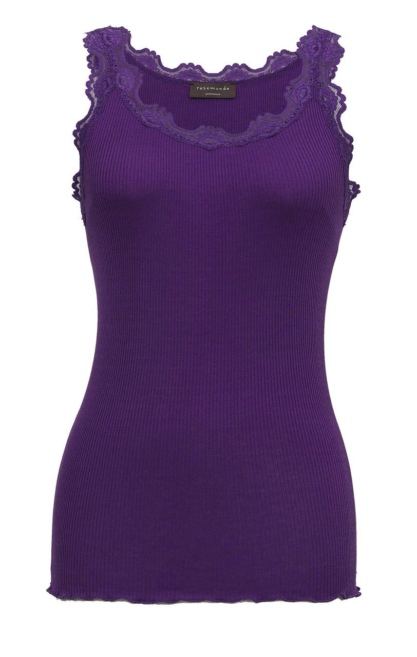 ROSEMUNDE レース付きタンクトップ シルクコットン (ペチュニアパープル, M) ロサムンド ELLE SHOP ROSEMUNDE レース付きタンクトップ シルクコットン (ペチュニアパープル, M) ロサムンド ELLE SHOP