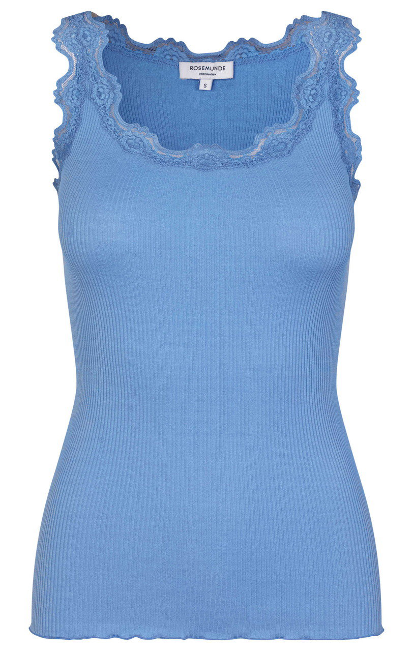ROSEMUNDE レース付きタンクトップ シルクコットン (ブルーヘブン, M) ロサムンド ELLE SHOP ROSEMUNDE レース付きタンクトップ シルクコットン (ブルーヘブン, M) ロサムンド ELLE SHOP