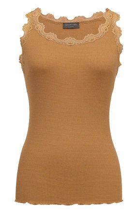 ロサムンド/ROSEMUNDEのレース付きタンクトップ　シルクコットン(110100/110101)