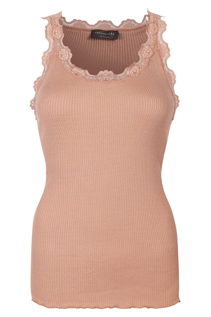ROSEMUNDE レース付きタンクトップ シルクコットン (インディアンタン, M) ロサムンド ELLE SHOP ROSEMUNDE レース付きタンクトップ シルクコットン (インディアンタン, M) ロサムンド ELLE SHOP
