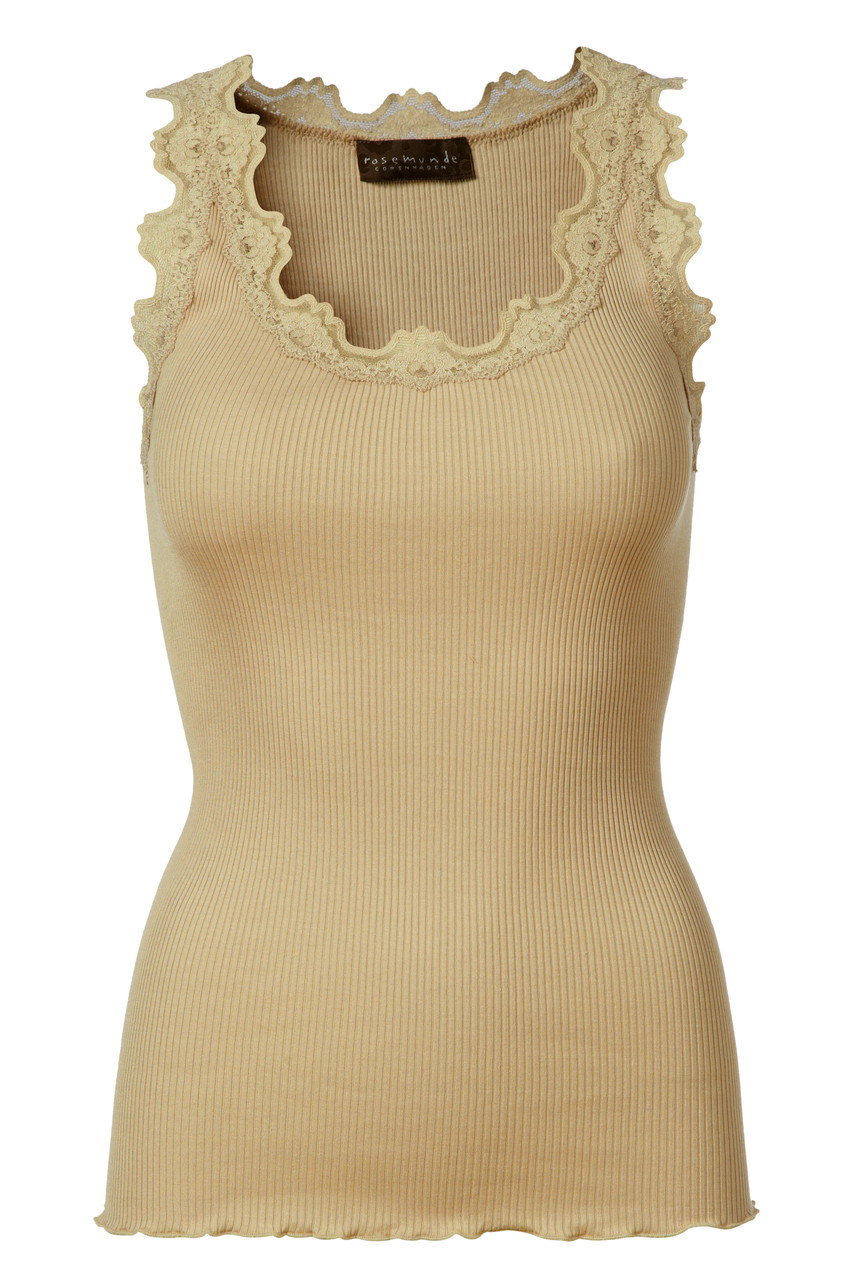 ROSEMUNDE レース付きタンクトップ シルクコットン (ビーチサンド, M) ロサムンド ELLE SHOP ROSEMUNDE レース付きタンクトップ シルクコットン (ビーチサンド, M) ロサムンド ELLE SHOP