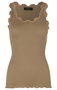 レース付きタンクトップ　シルクコットン ロサムンド/ROSEMUNDE ポートベローブラウン