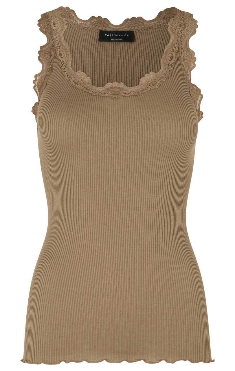 ROSEMUNDE レース付きタンクトップ シルクコットン (ポートベローブラウン, M) ロサムンド ELLE SHOP ROSEMUNDE レース付きタンクトップ シルクコットン (ポートベローブラウン, M) ロサムンド ELLE SHOP