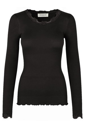 ロサムンド/ROSEMUNDEのレース付き クルーネックプルオーバー シルクコットン(110100/110103)