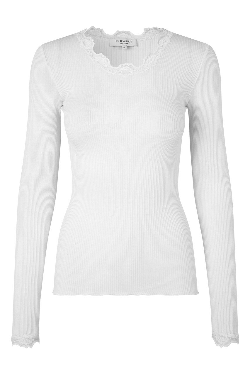 ロサムンド/ROSEMUNDEのレース付き クルーネックプルオーバー シルクコットン(ニューホワイト/6996)