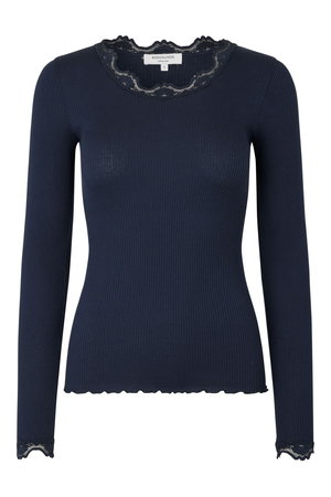 ロサムンド/ROSEMUNDEのレース付き クルーネックプルオーバー シルクコットン(110100/110103)