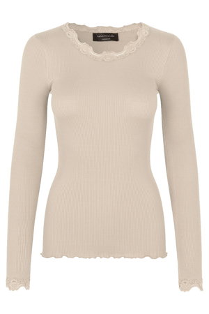 ロサムンド/ROSEMUNDEのレース付き クルーネックプルオーバー シルクコットン(110100/110103)