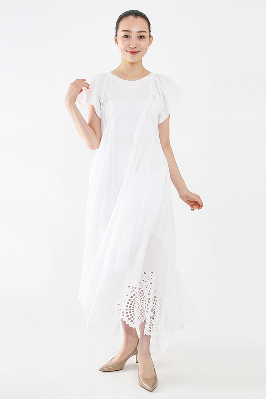 AAYUSHI今期完売ラッフルスリーブカットワークワンピース SFN0201〕ラッフルスリーブカットワークワンピース | AAYUSHI