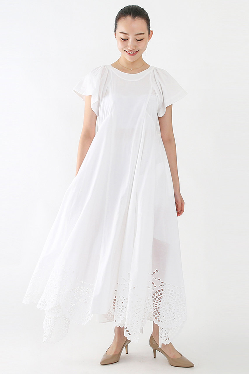 AAYUSHI今期完売ラッフルスリーブカットワークワンピース SFN0201〕ラッフルスリーブカットワークワンピース | AAYUSHI