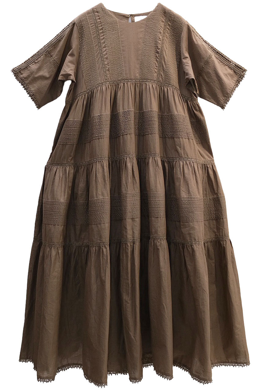 アユーシ/AAYUSHIのティアードコットンボイルワンピース(カーキ/SGN0290)