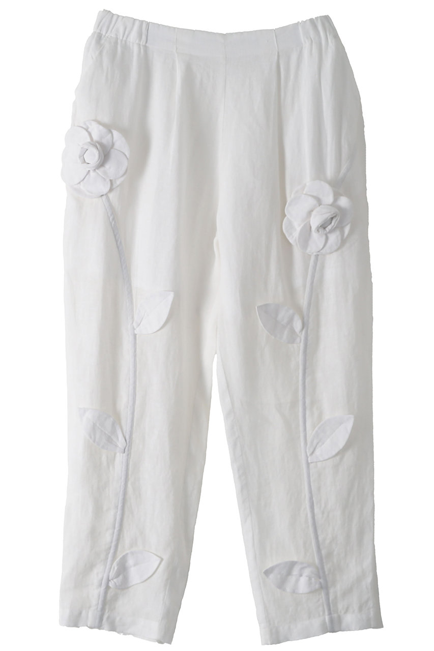 アユーシ/AAYUSHIのフローラルレリーフパンツ(ホワイト/SGN0609)