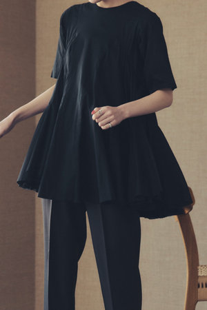 アユーシ/AAYUSHIのボリュームフレアハーフスリーブワンピース(110500/110501)