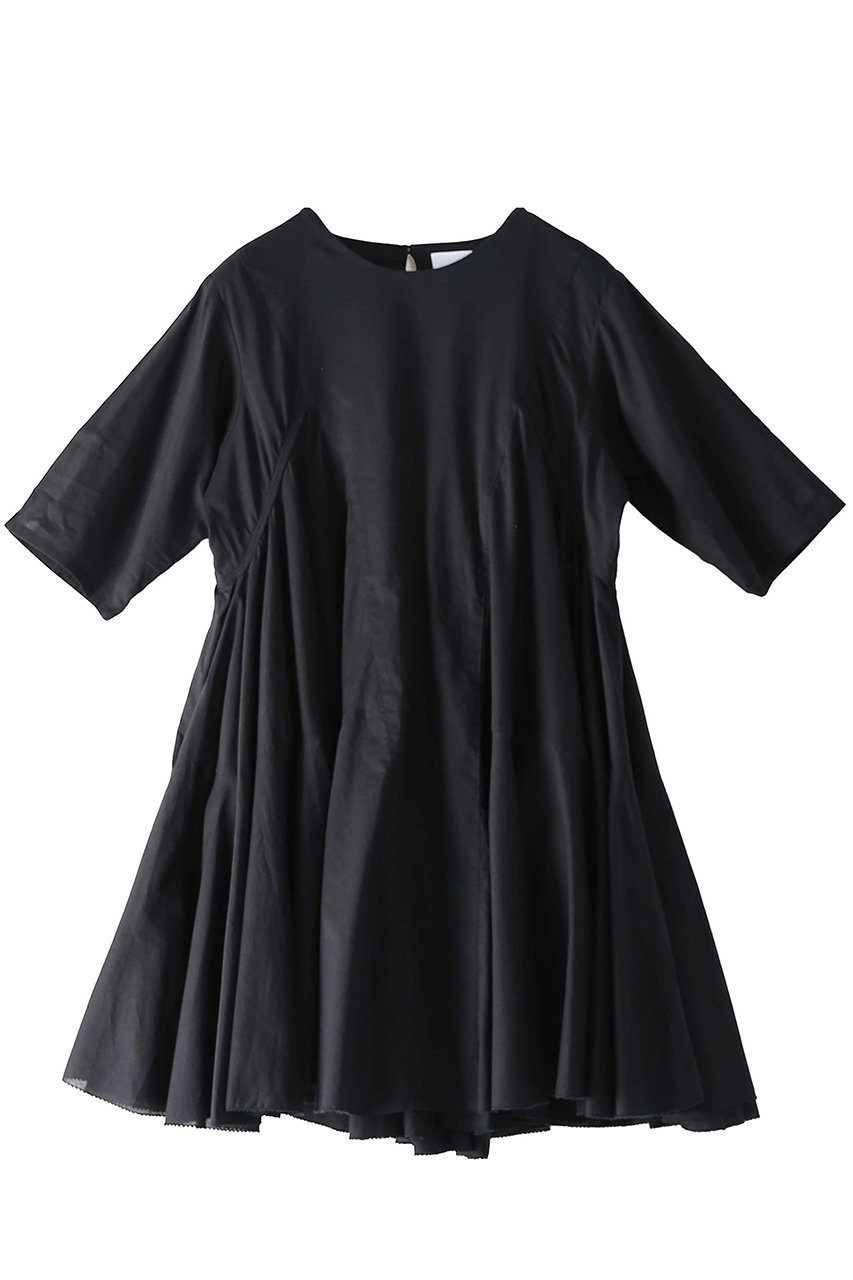 アユーシ/AAYUSHIのボリュームフレアハーフスリーブワンピース(ブラック/SFN0219)