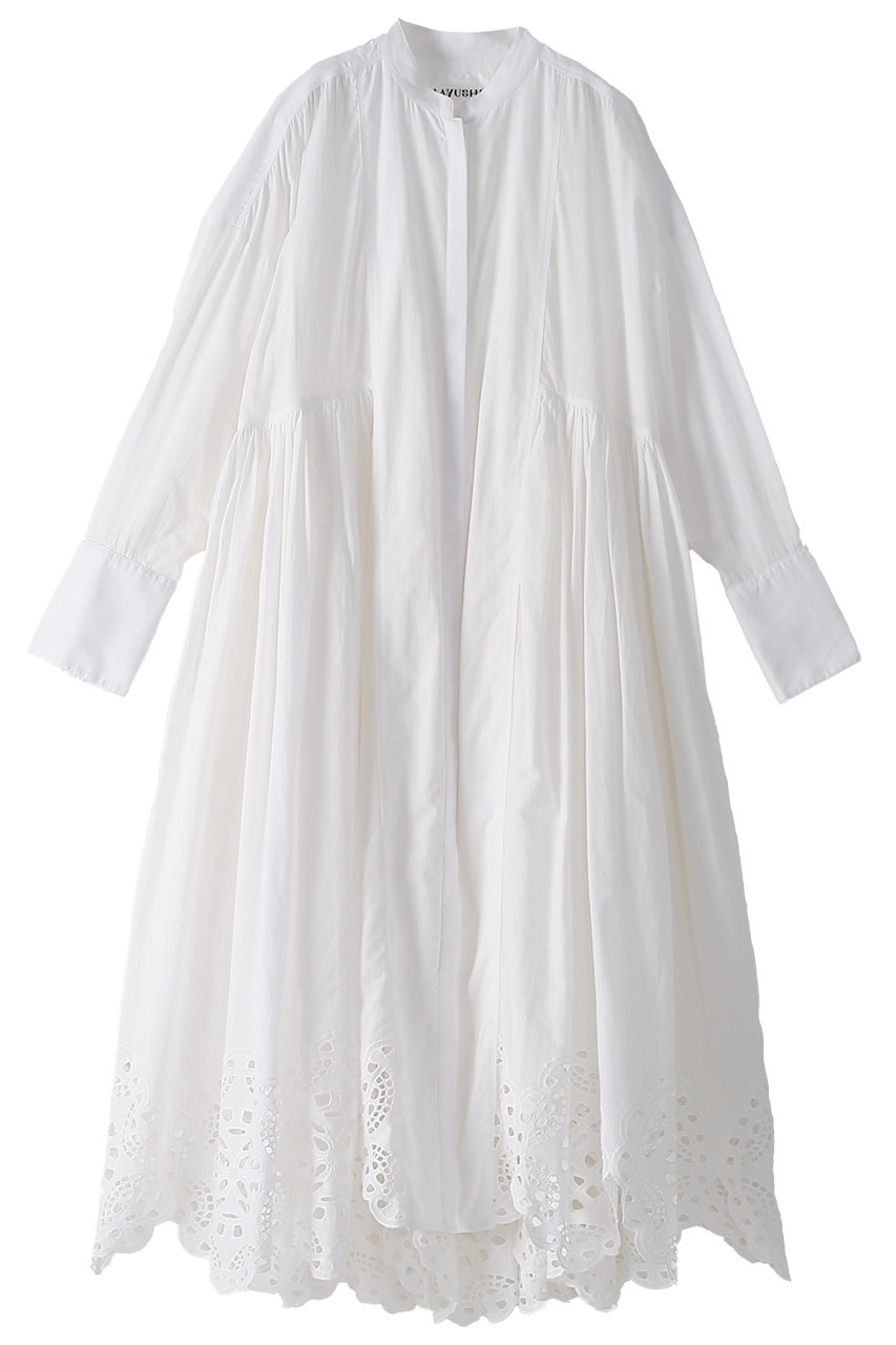 アユーシ/AAYUSHIのイスラミックカットワークシャツドレス(ホワイト/SGN0204)