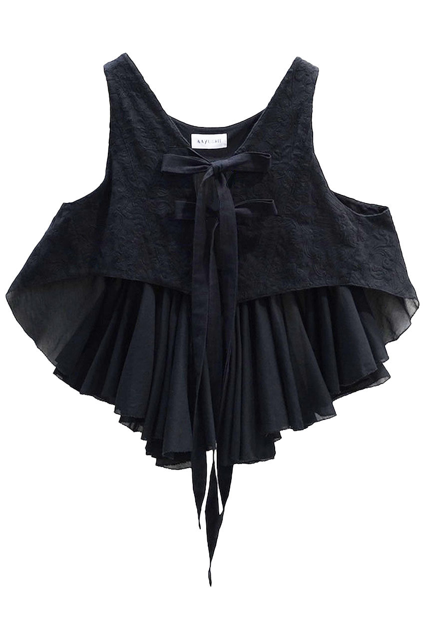 アユーシ/AAYUSHIのランダムギャザーバックフリルベスト(ブラック/SFN0303)