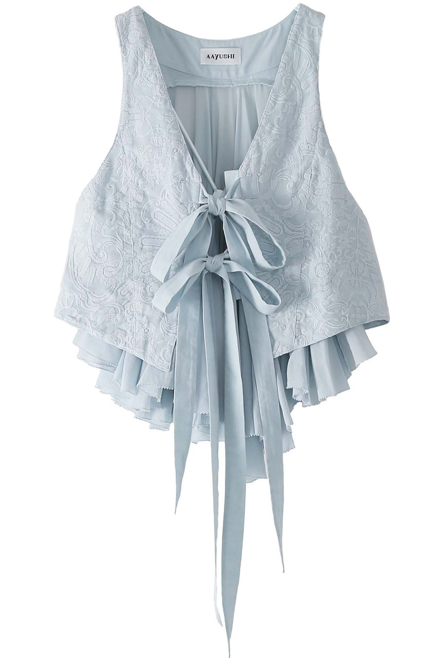 アユーシ/AAYUSHIのランダムギャザーバックフリルベスト(ライトブルー/SFN0303)