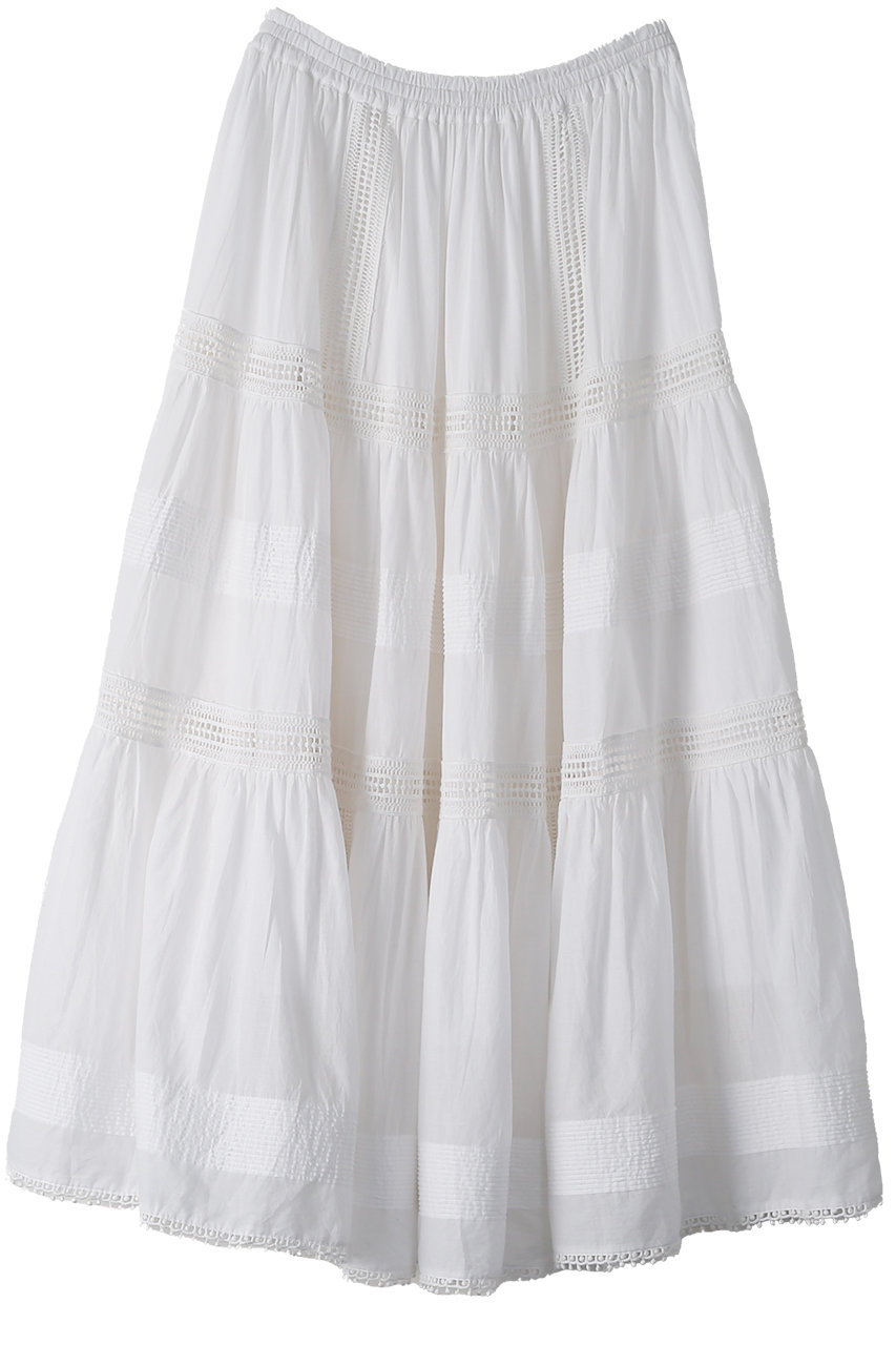 AAYUSHI エアリーティアードスカート (ホワイト, F) アユーシ ELLE SHOP