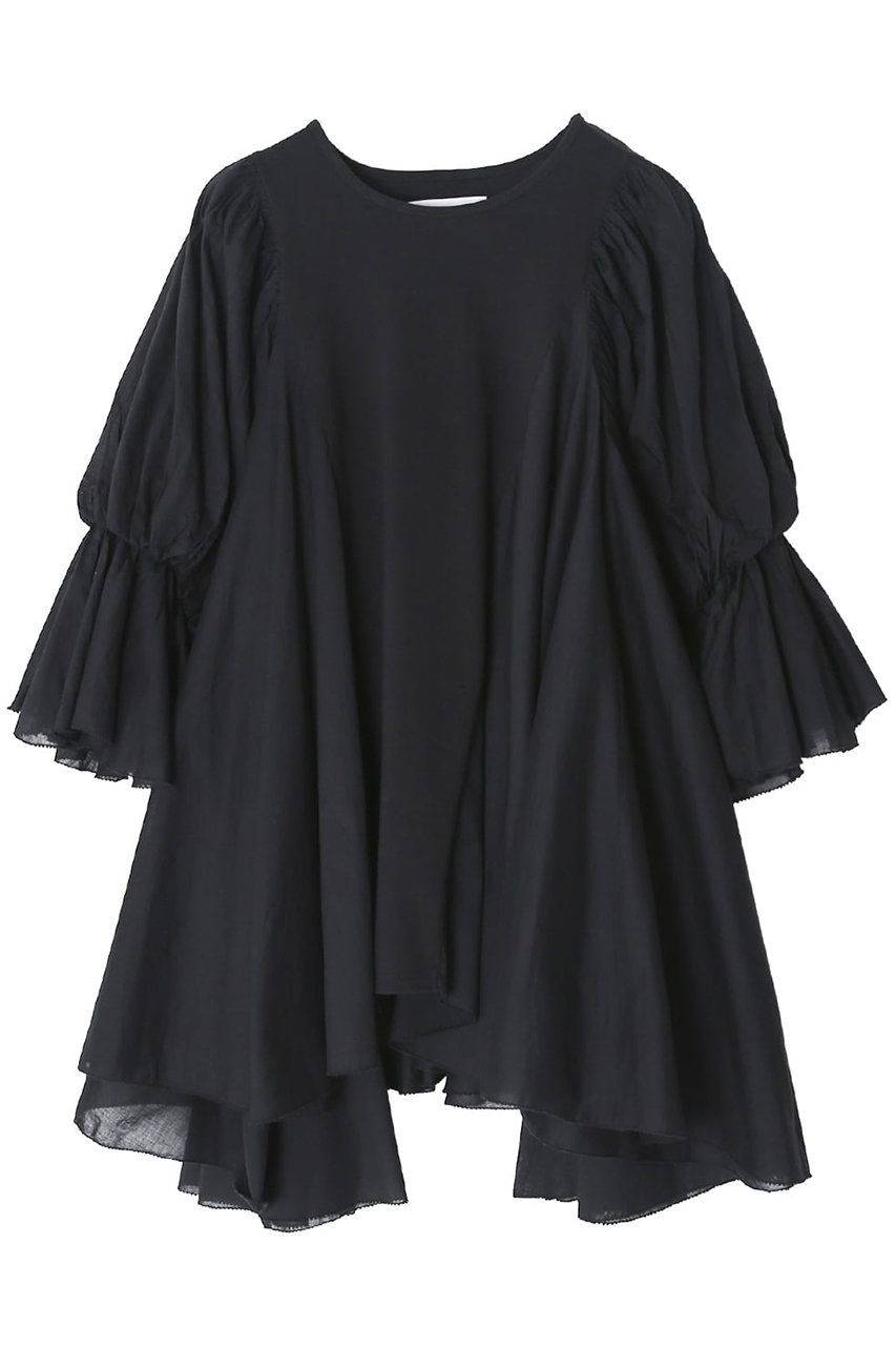 アユーシ/AAYUSHIのフリルヘムパフスリーブトップス(ブラック/SEN0836)