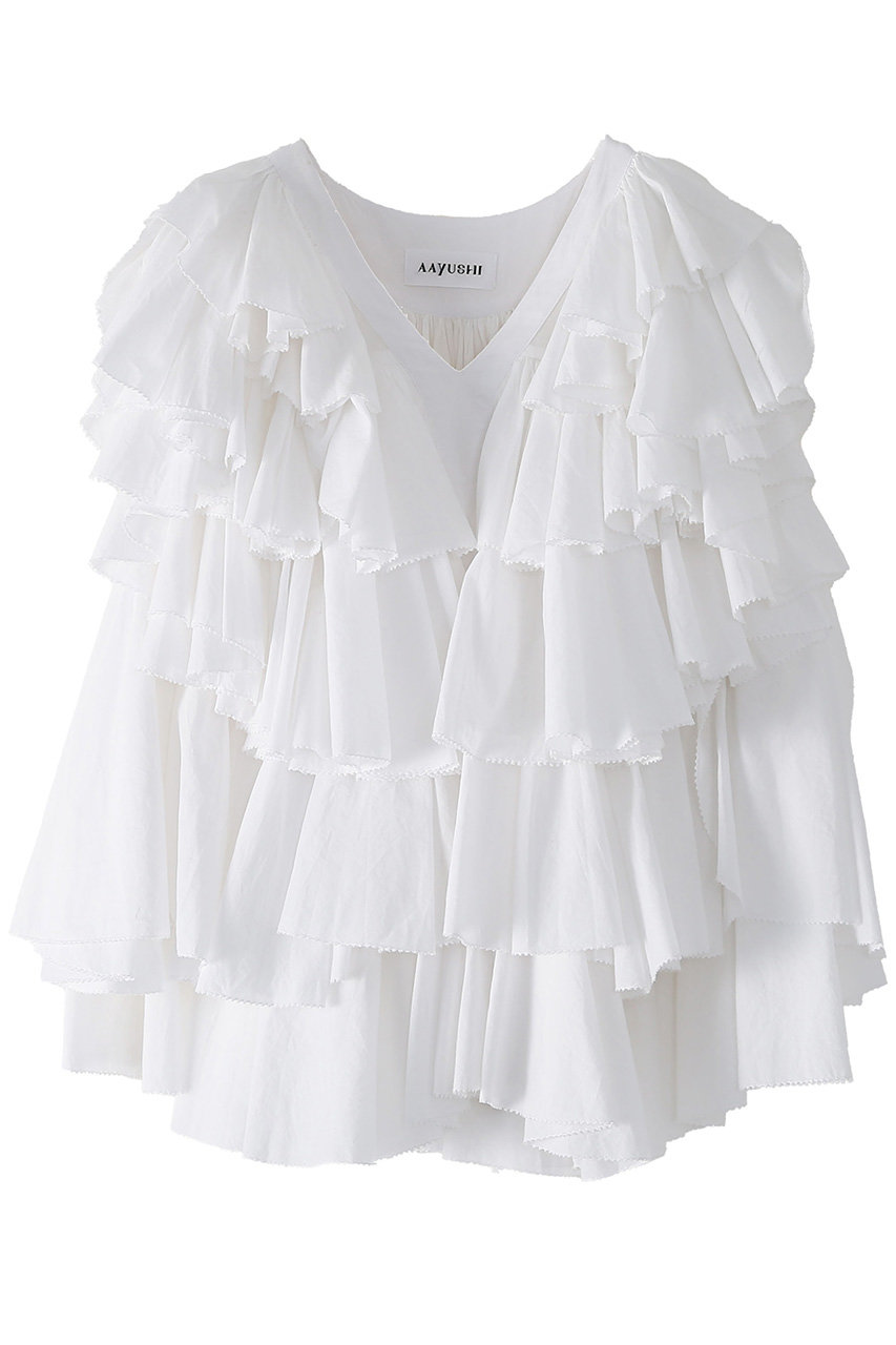 アユーシ/AAYUSHIの【予約販売】レイヤードラッフルブラウス(ホワイト/SFN0715)