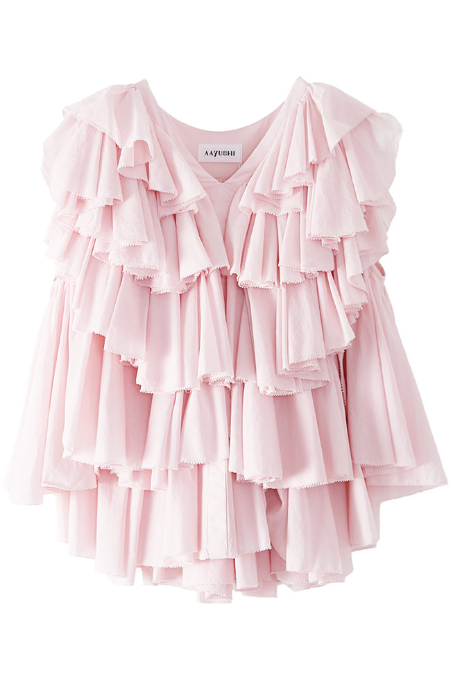 アユーシ/AAYUSHIの【予約販売】レイヤードラッフルブラウス(ピンク/SFN0715)