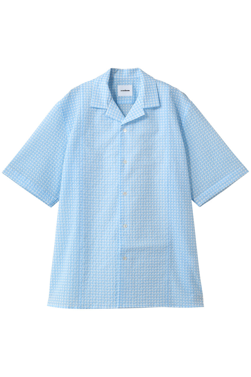 コロン/：colonの【MEN】Kyoto Ripple オープンカラーシャツ(Lt.BluexWhite/CSH-28-26S2)