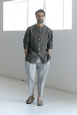 【MEN】1／60 Highcount Linen ヘンリーネックシャツ