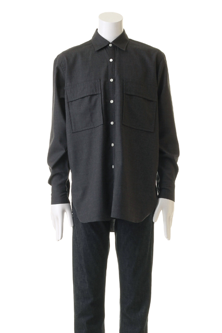 :colon ダブルポケットシャツ wool Toropical - Black International Gallery BEAMS（インターナショナルギャラリー