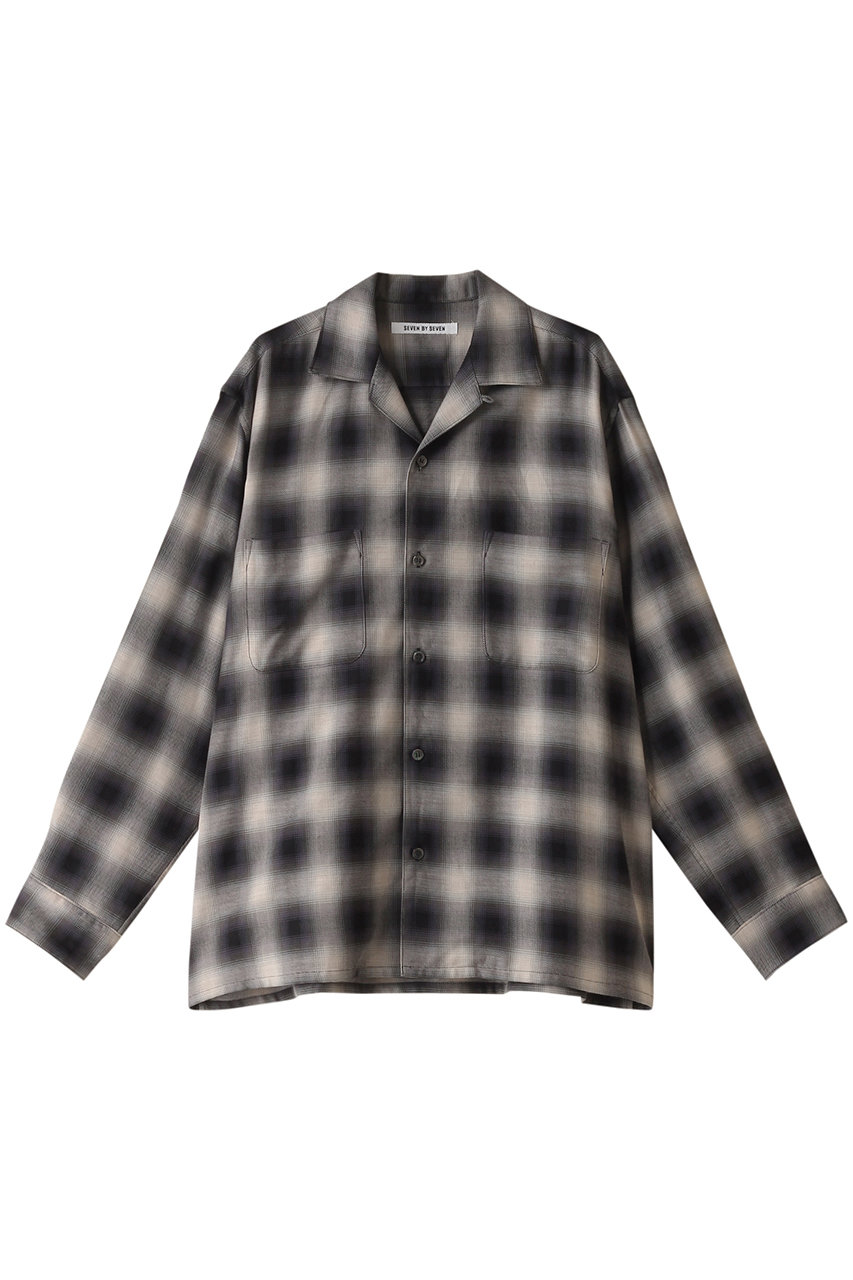 セブンバイセブン/SEVEN BY SEVENの【MEN】OMBRE CHECK オープンカラーシャツ‐Cotton / Yak‐(チェック/800-4250075)