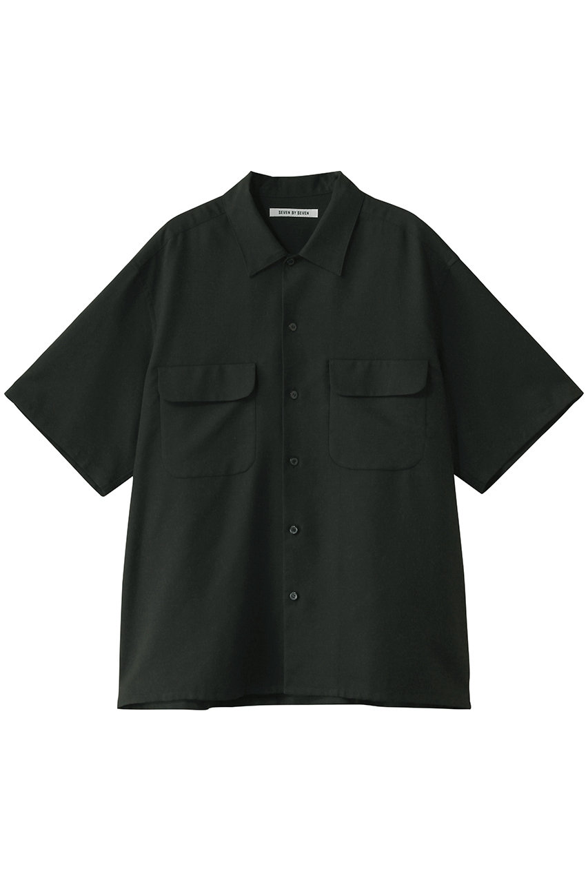 SEVEN BY SEVEN 【MEN】フラットカラーショートスリーブシャツ (ダークグリーン, M) セブンバイセブン ELLE SHOP SEVEN BY SEVEN 【MEN】フラットカラーショートスリーブシャツ (ダークグリーン, M) セブンバイセブン ELLE SHOP