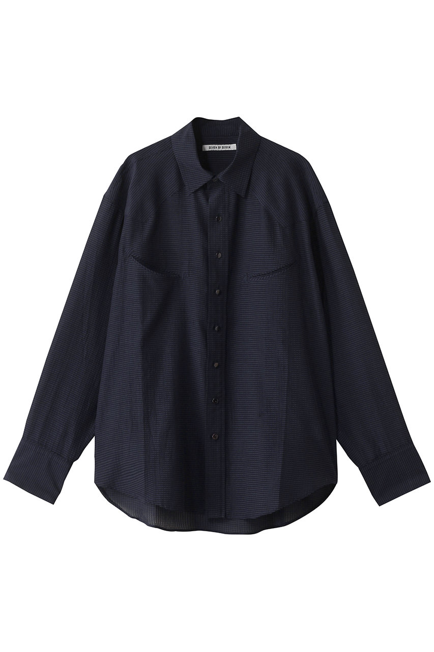 SEVEN BY SEVEN 【MEN】スマイルポケット シアーウエスタンシャツ (ネイビー, S) セブンバイセブン ELLE SHOP SEVEN BY SEVEN 【MEN】スマイルポケット シアーウエスタンシャツ (ネイビー, S) セブンバイセブン ELLE SHOP