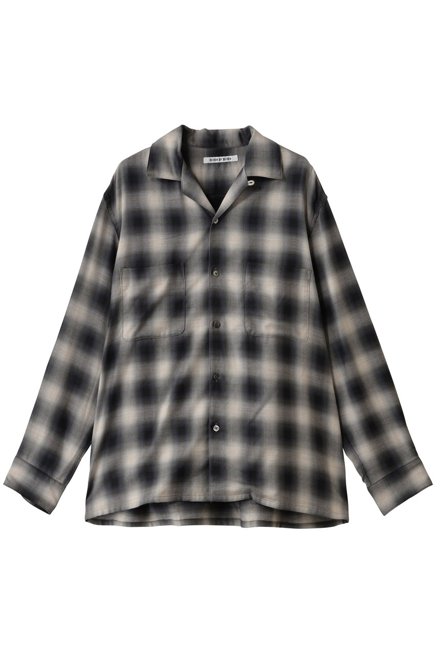 SEVEN BY SEVEN 【MEN】OMBRE CHECK オープンカラー シャツ (チェック, S) セブンバイセブン ELLE SHOP SEVEN BY SEVEN 【MEN】OMBRE CHECK オープンカラー シャツ (チェック, S) セブンバイセブン ELLE SHOP