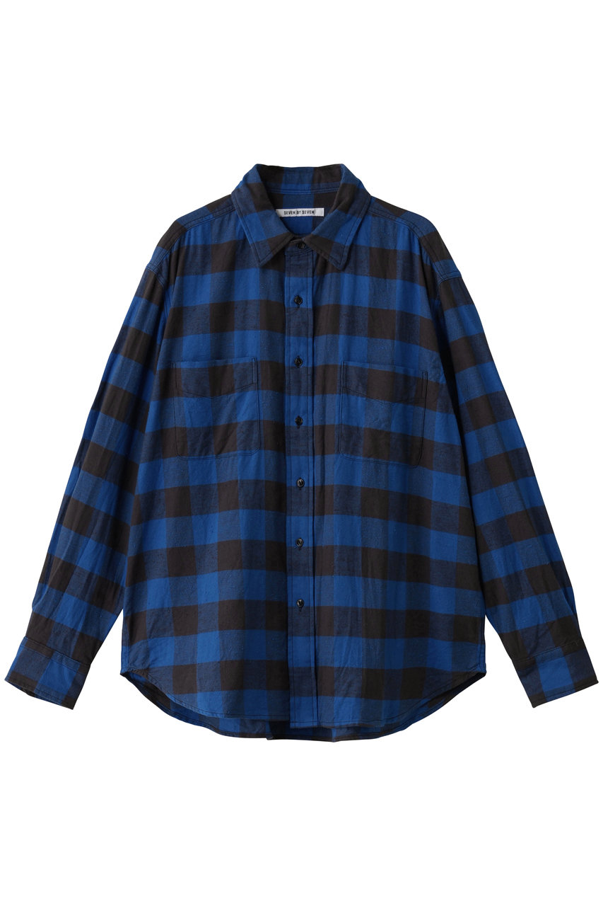 SEVEN BY SEVEN 【MEN】BUFFALO CHECK ワーク シャツ (ブルー, M) セブンバイセブン ELLE SHOP SEVEN BY SEVEN 【MEN】BUFFALO CHECK ワーク シャツ (ブルー, M) セブンバイセブン ELLE SHOP