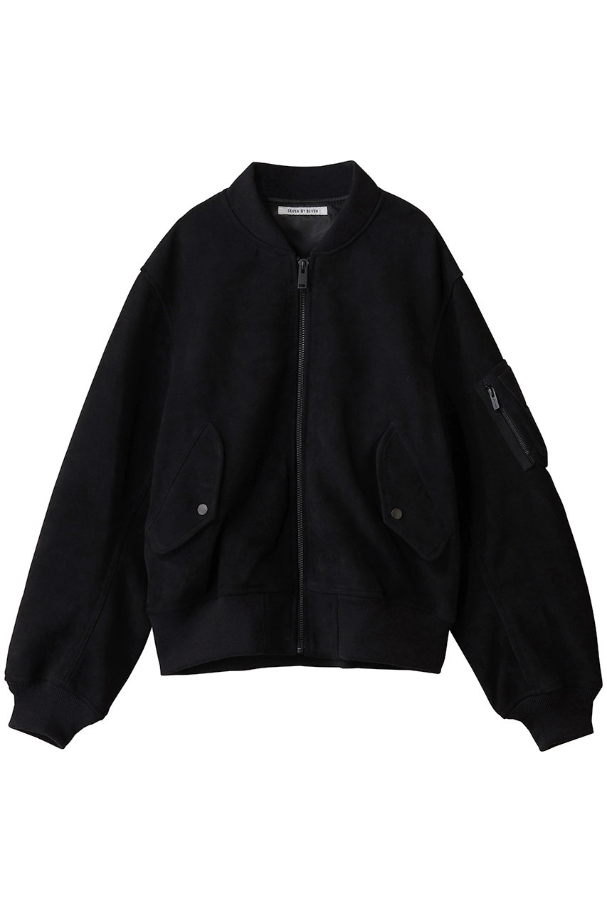 SEVEN BY SEVEN 【MEN】LEATHER MA-1 ブルゾン (ブラック, S) セブンバイセブン ELLE SHOP