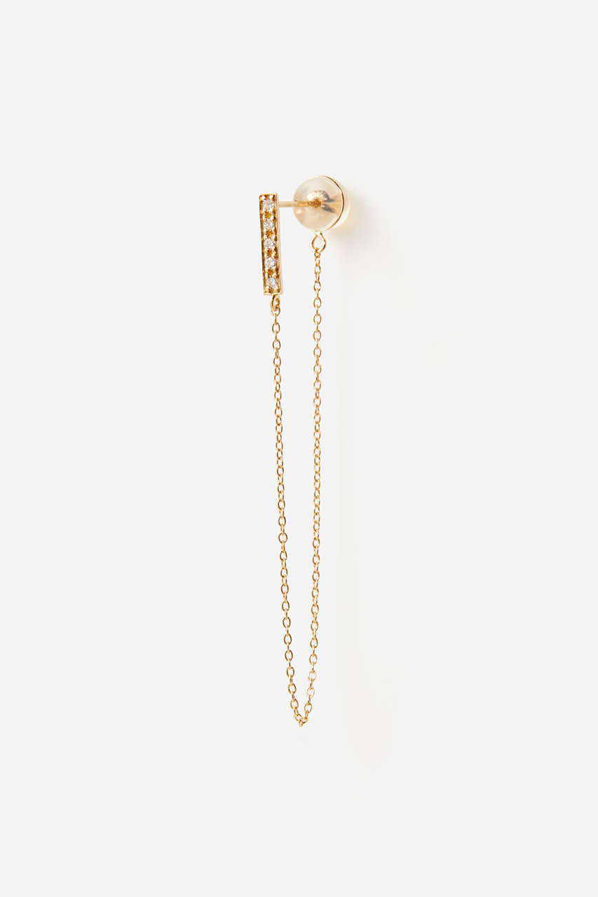 ◆ オールニーク　バーチェーンピアス　ダイヤ計0.1ct K18 ALLNIQUE(オールニーク)｜Linear Bar chain ダイヤモンド ピアス