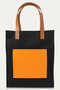 【UNISEX】Leather Pocket キャンバストートバッグ クルニ/CULLNI ブラック&オレンジ