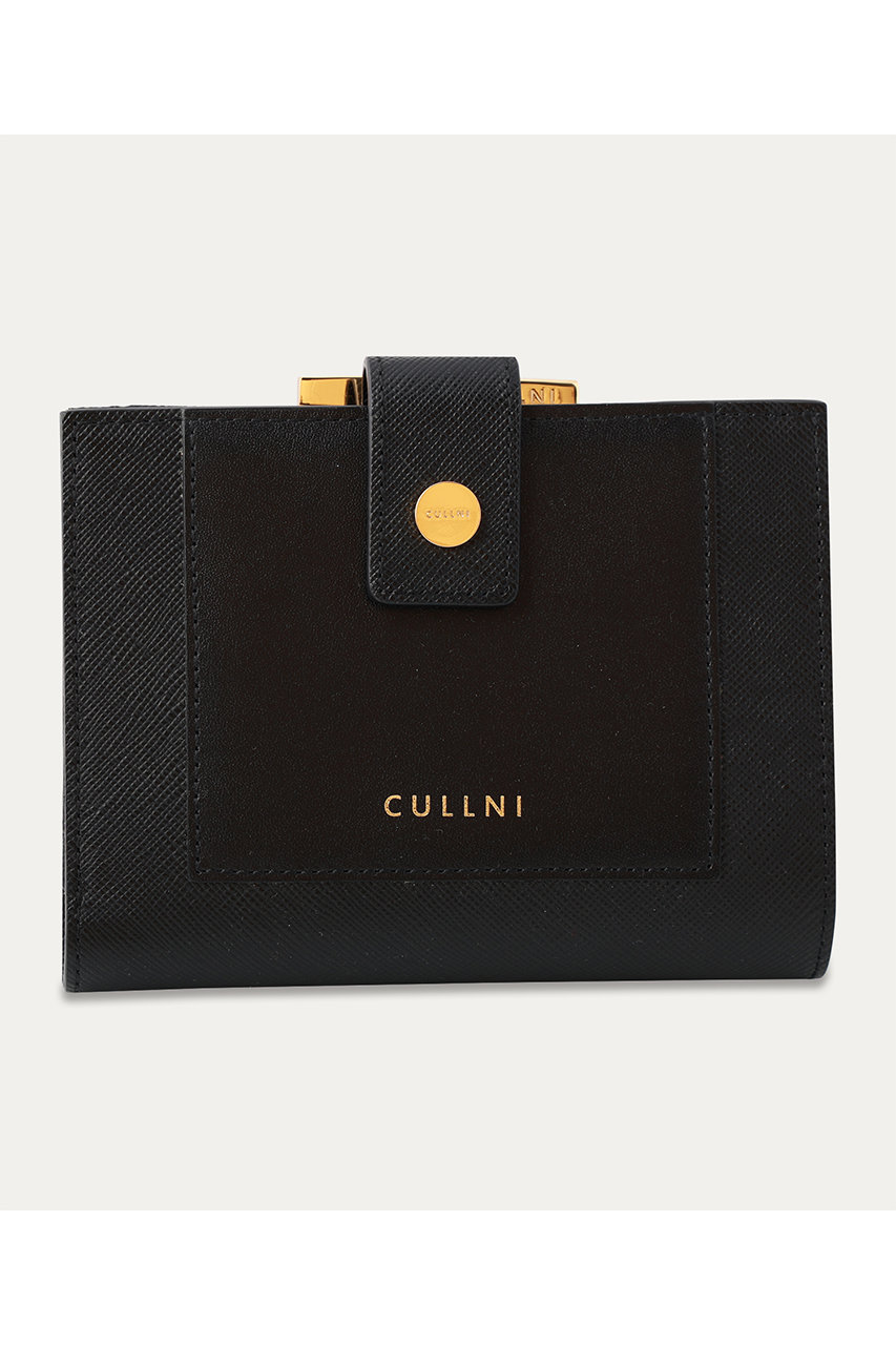 クルニ/CULLNIの【UNISEX】Leather Combination ウォレット with A Clasp(ブラックコンビ/WL-007)