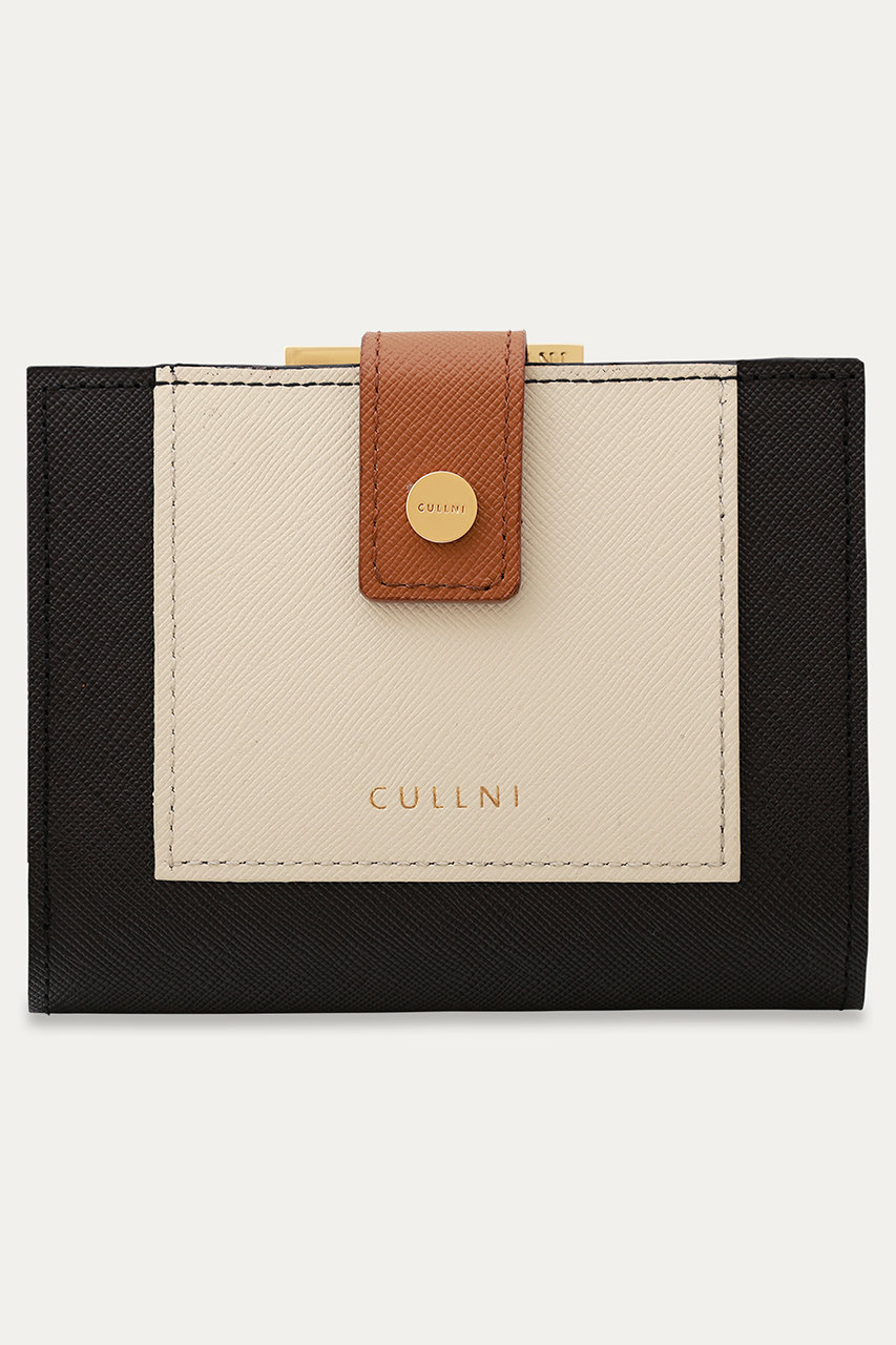CULLNI 【UNISEX】Leather Combination ウォレット with A Clasp (ブラック×マッシュルーム, ONESIZE) クルニ ELLE SHOP CULLNI 【UNISEX】Leather Combination ウォレット with A Clasp (ブラック×マッシュルーム, ONESIZE) クルニ ELLE SHOP