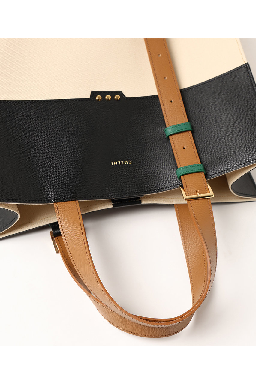 CULLNI(クルニ)｜【UNISEX】Belt Handle Leather ＆ Canvas Combination トートバッグ/サンド  の通販｜ELLESHOP・(エル・ショップ)