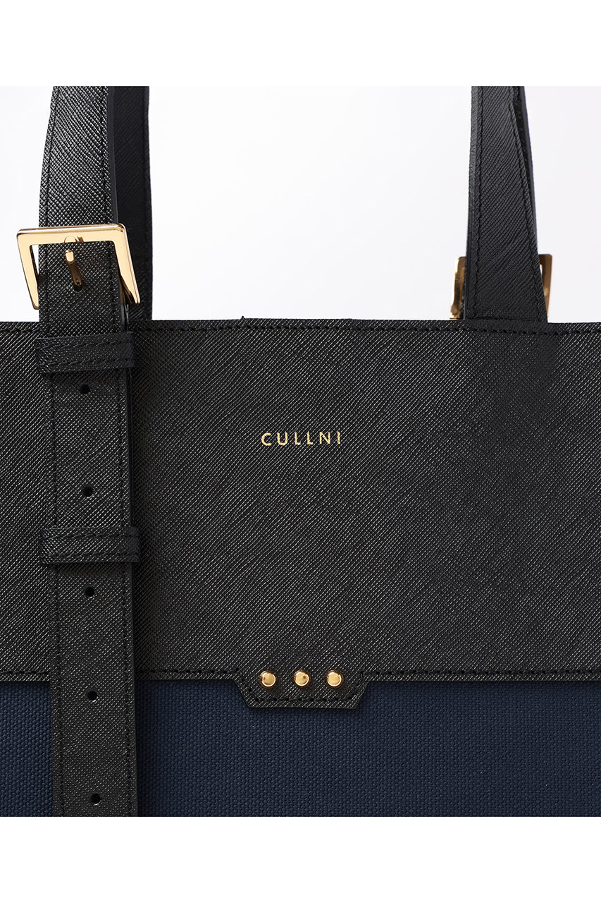 CULLNI(クルニ)｜Leather Belt ハンドル＆Canvas Combination ミニトートバッグ/ネイビー  の通販｜ELLESHOP・(エル・ショップ)