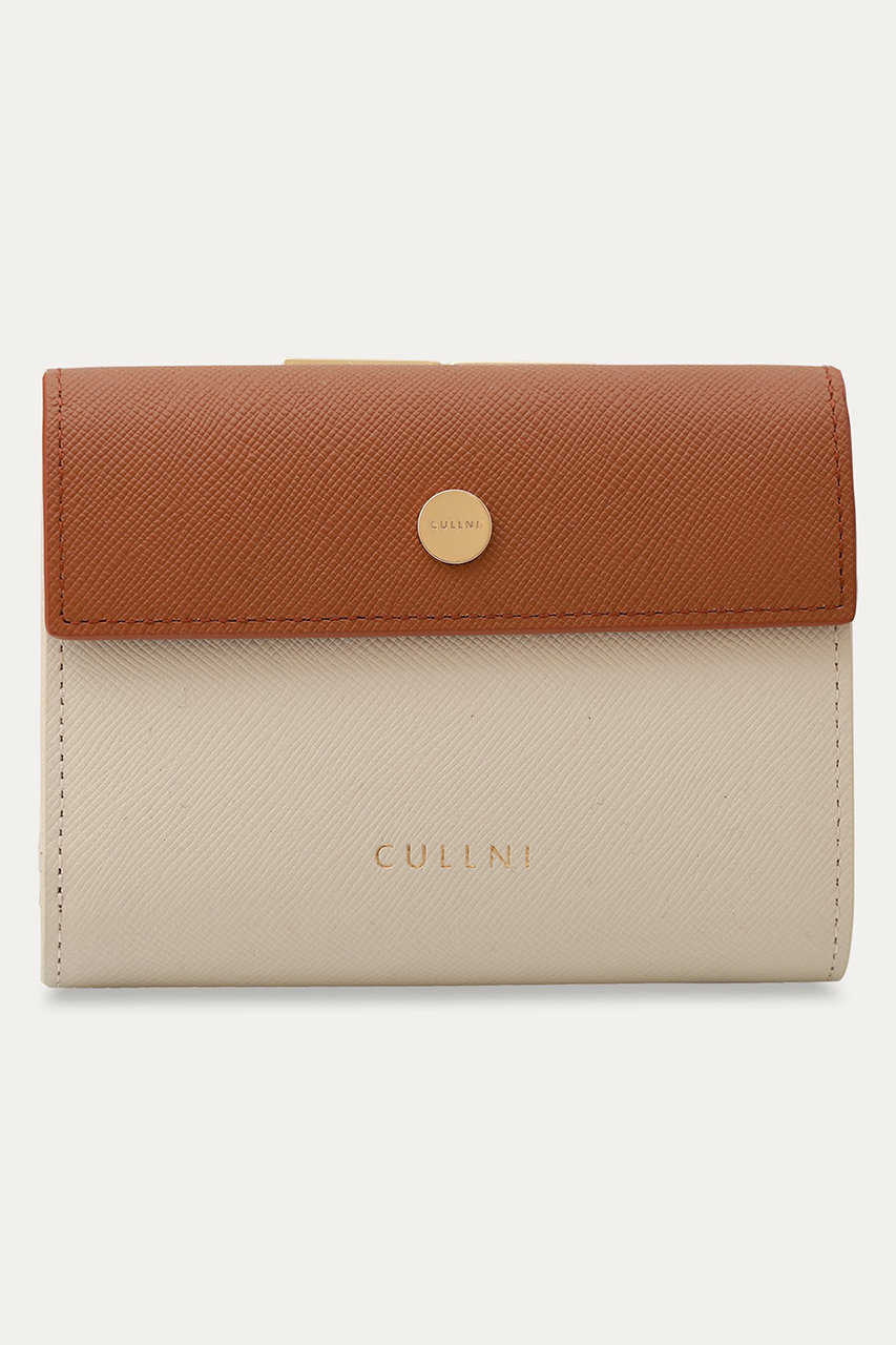CULLNI 【UNISEX】Leather Flap ミニウォレット With A Clasp (マッシュルーム×アンバー, ONESIZE) クルニ ELLE SHOP CULLNI 【UNISEX】Leather Flap ミニウォレット With A Clasp (マッシュルーム×アンバー, ONESIZE) クルニ ELLE SHOP