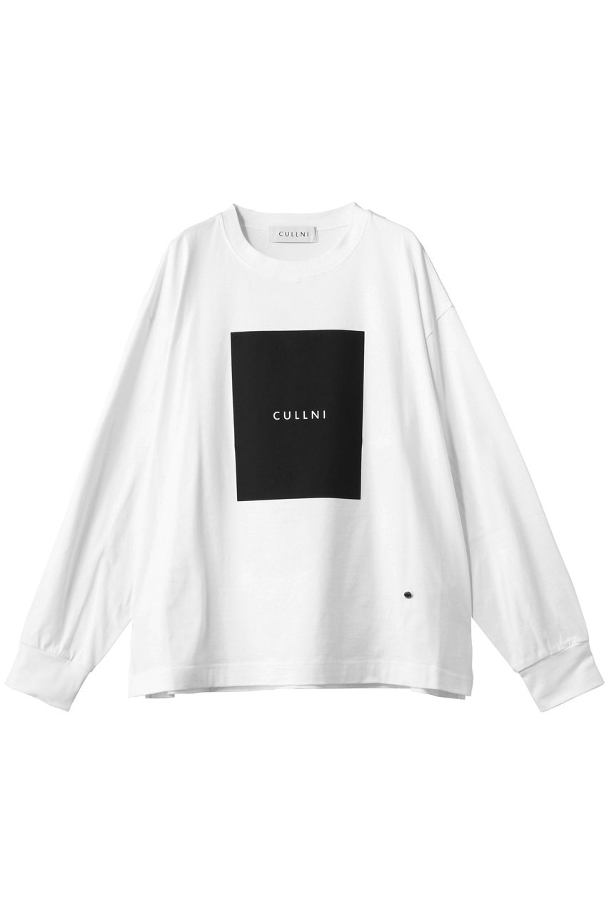 クルニ/CULLNIの【UNISEX】コットンジャージー ボックスロゴプリント ロングスリーブプルオーバー(ホワイト/25-SS-037)